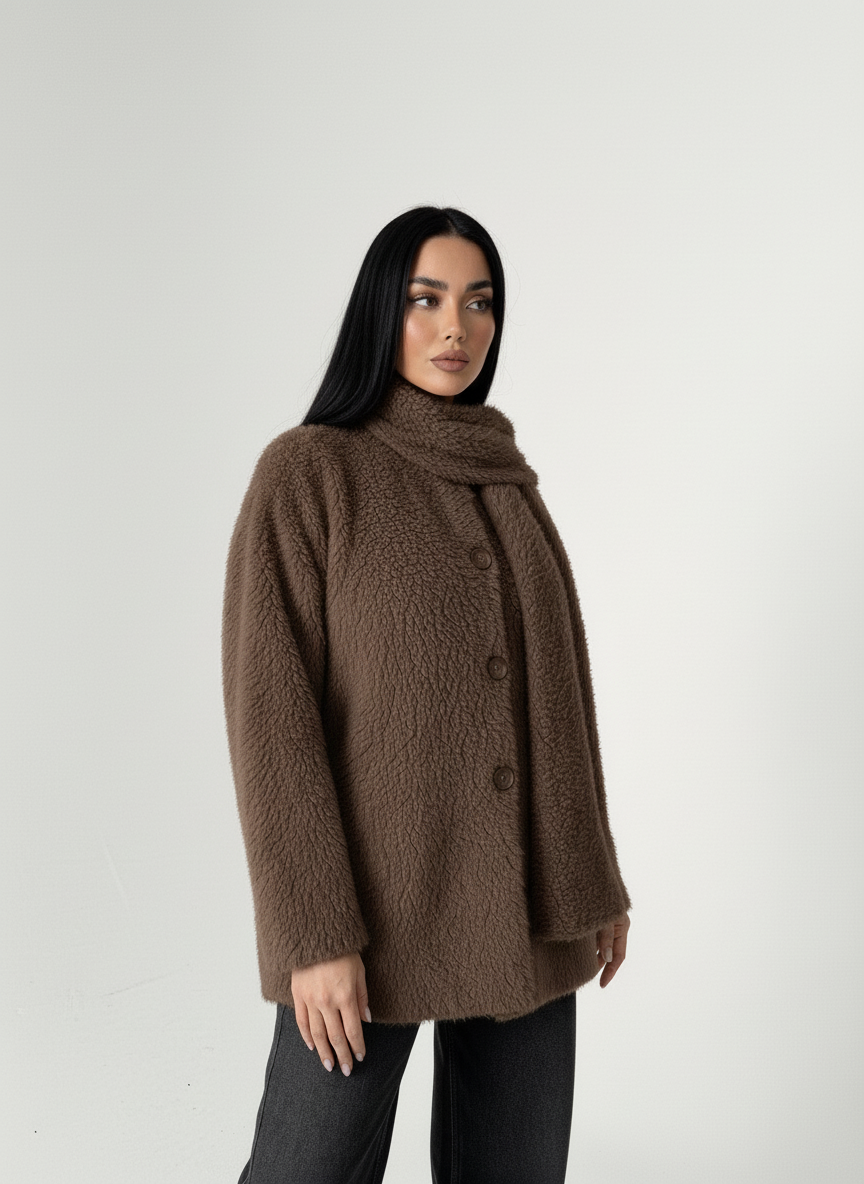 FURRY JACKET & SCARF SET