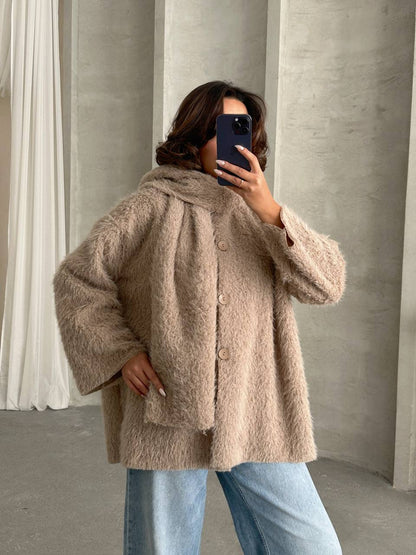 FURRY JACKET & SCARF SET