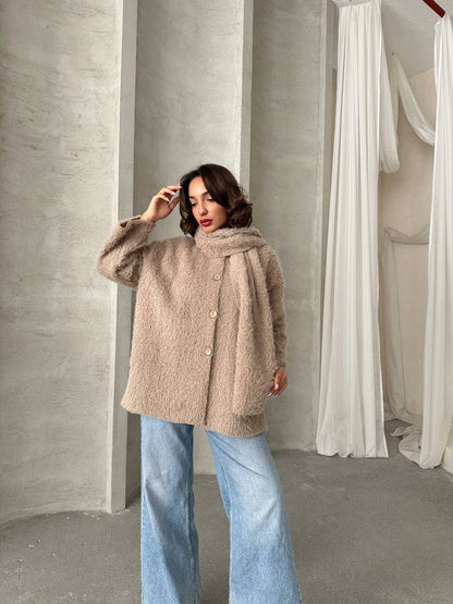 FURRY JACKET & SCARF SET